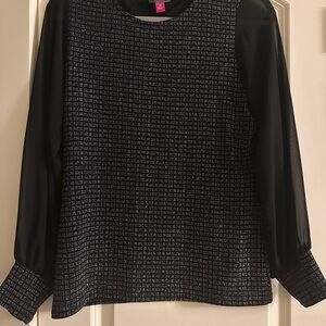 Vince Camuto Black and Gray Textured Blouse